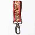 Hand-Tooled Leather Loop Keyring - Floral Design with Swivel Clasp