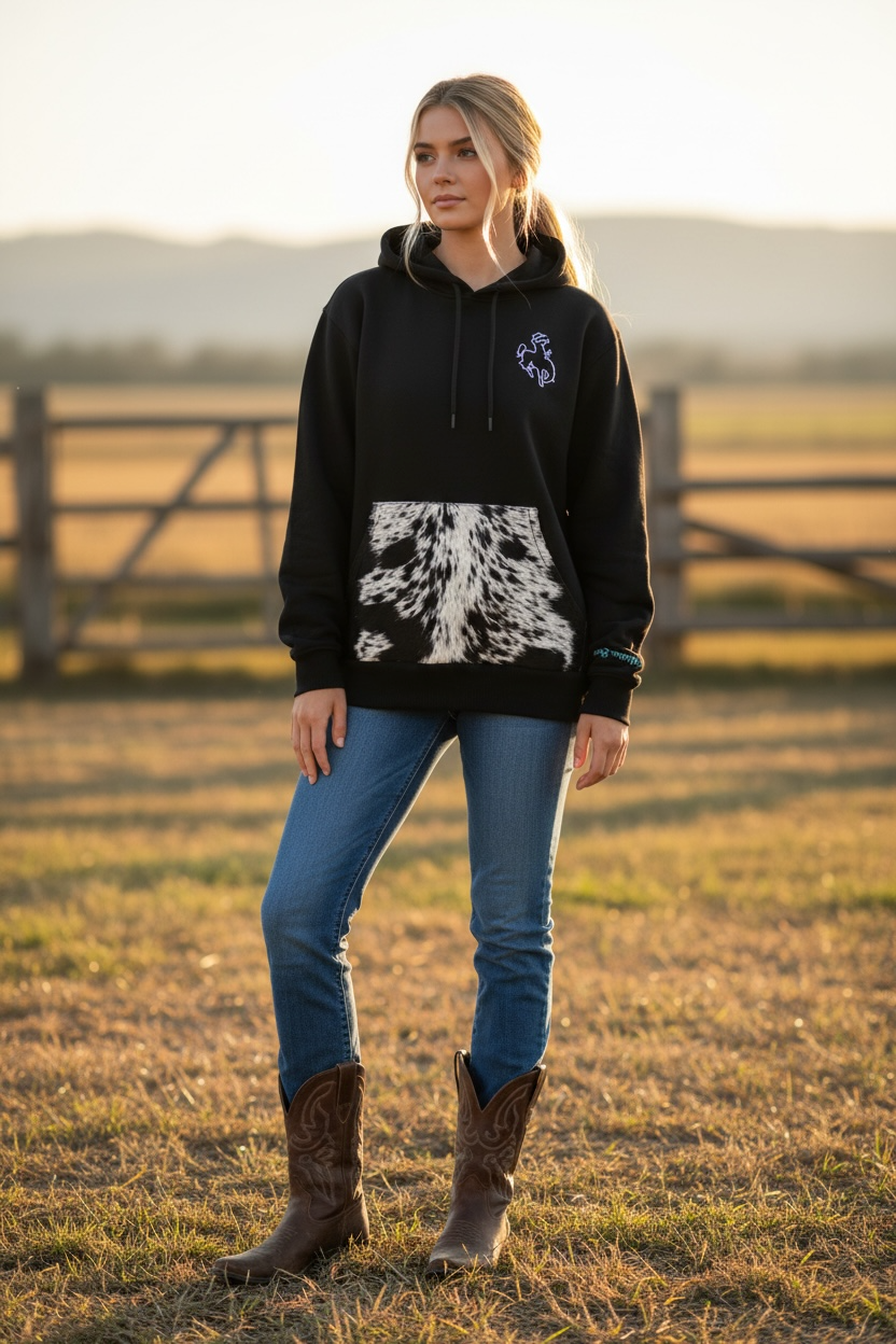 Cowboy cowhide hoodie : M
