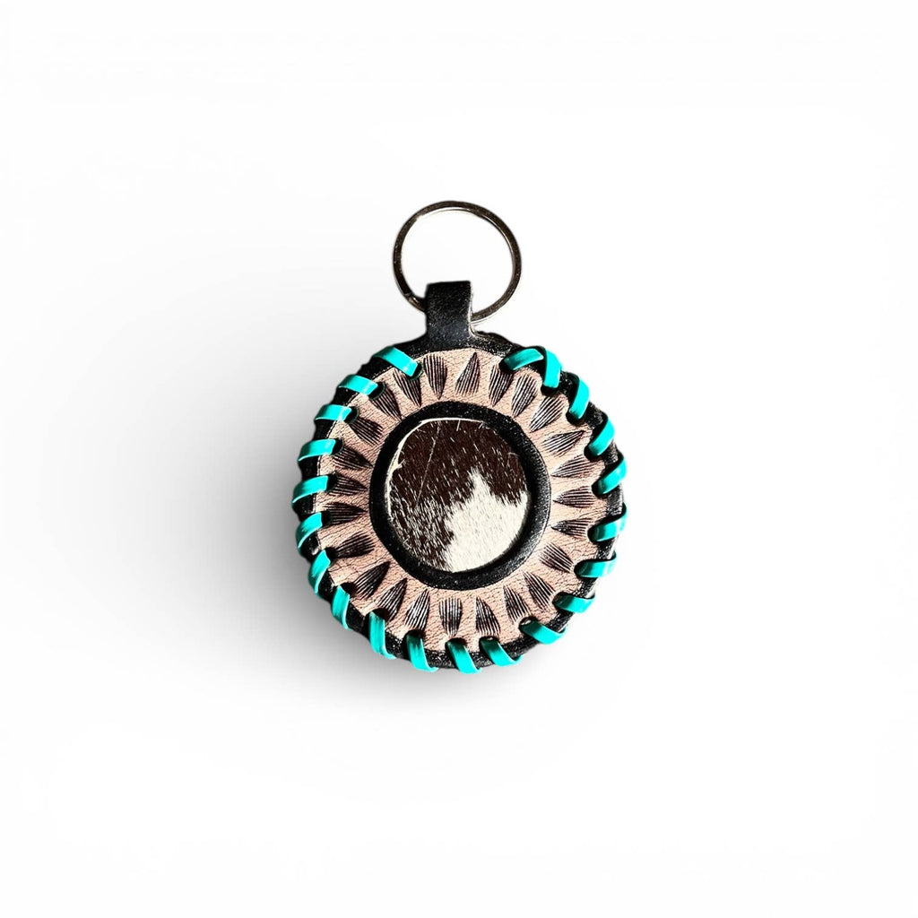 Turquoise round keychain western boho accessory