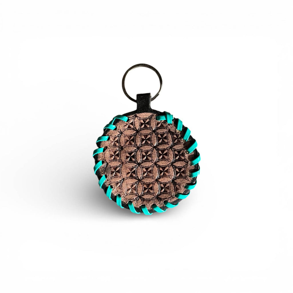 Turquoise round keychain 