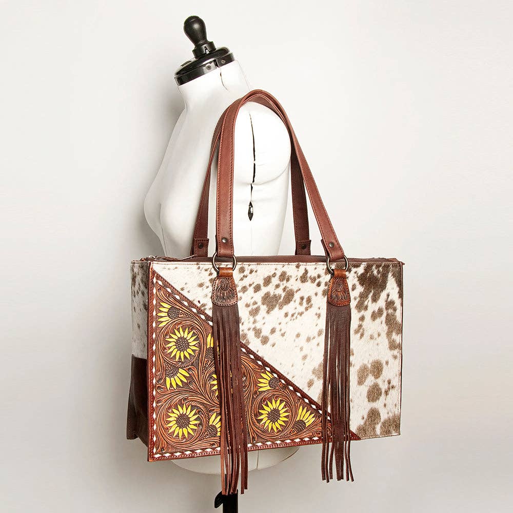 Tote Hair On Genuine Western Leather Women Bag: